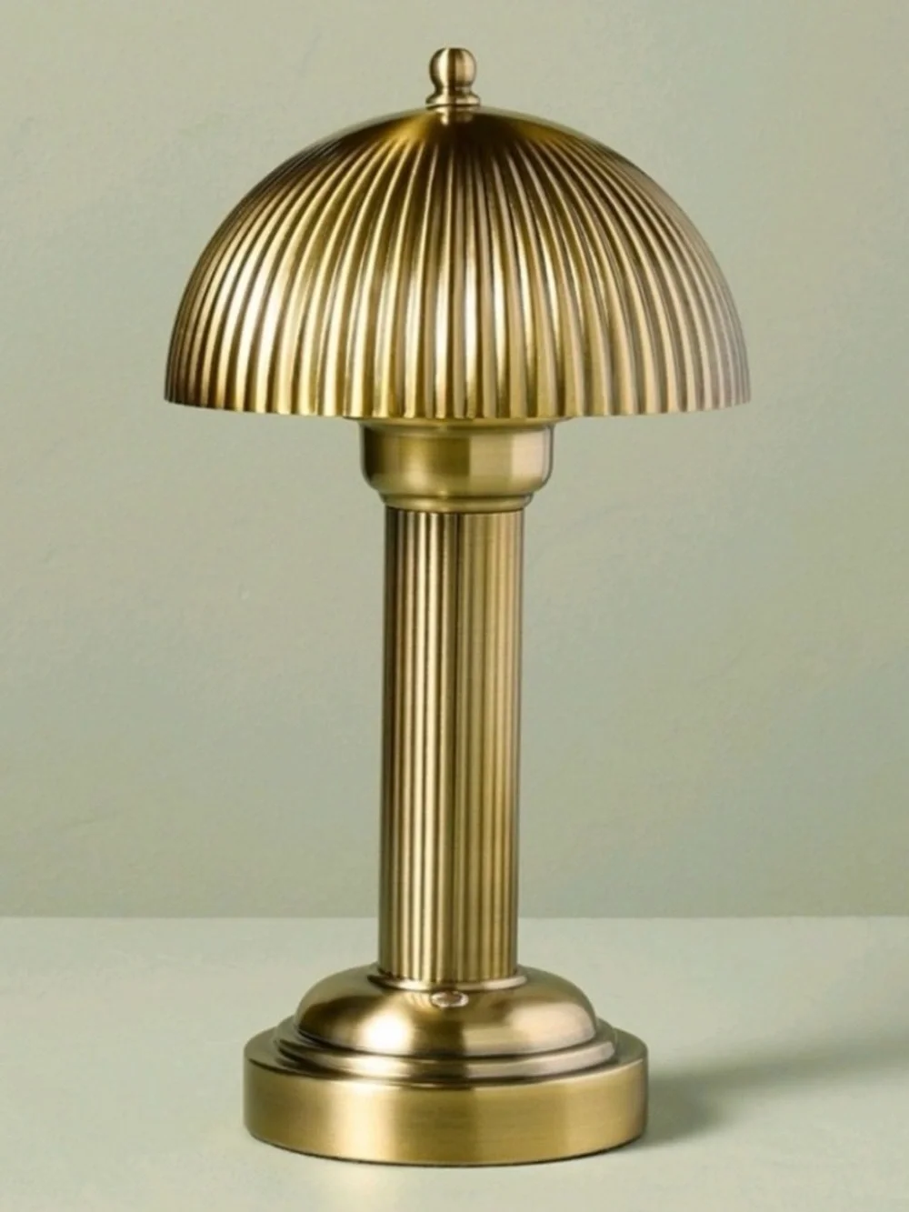 Hearth & Hand 11.5” Fluted Metal Rechargeable Brass Table Lamp - 3 Light Level